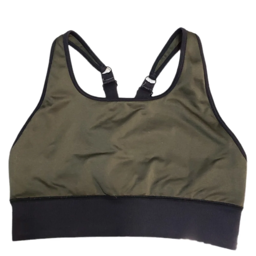 FABLETICS Adjustable straps Bra, Color green and black, Size S